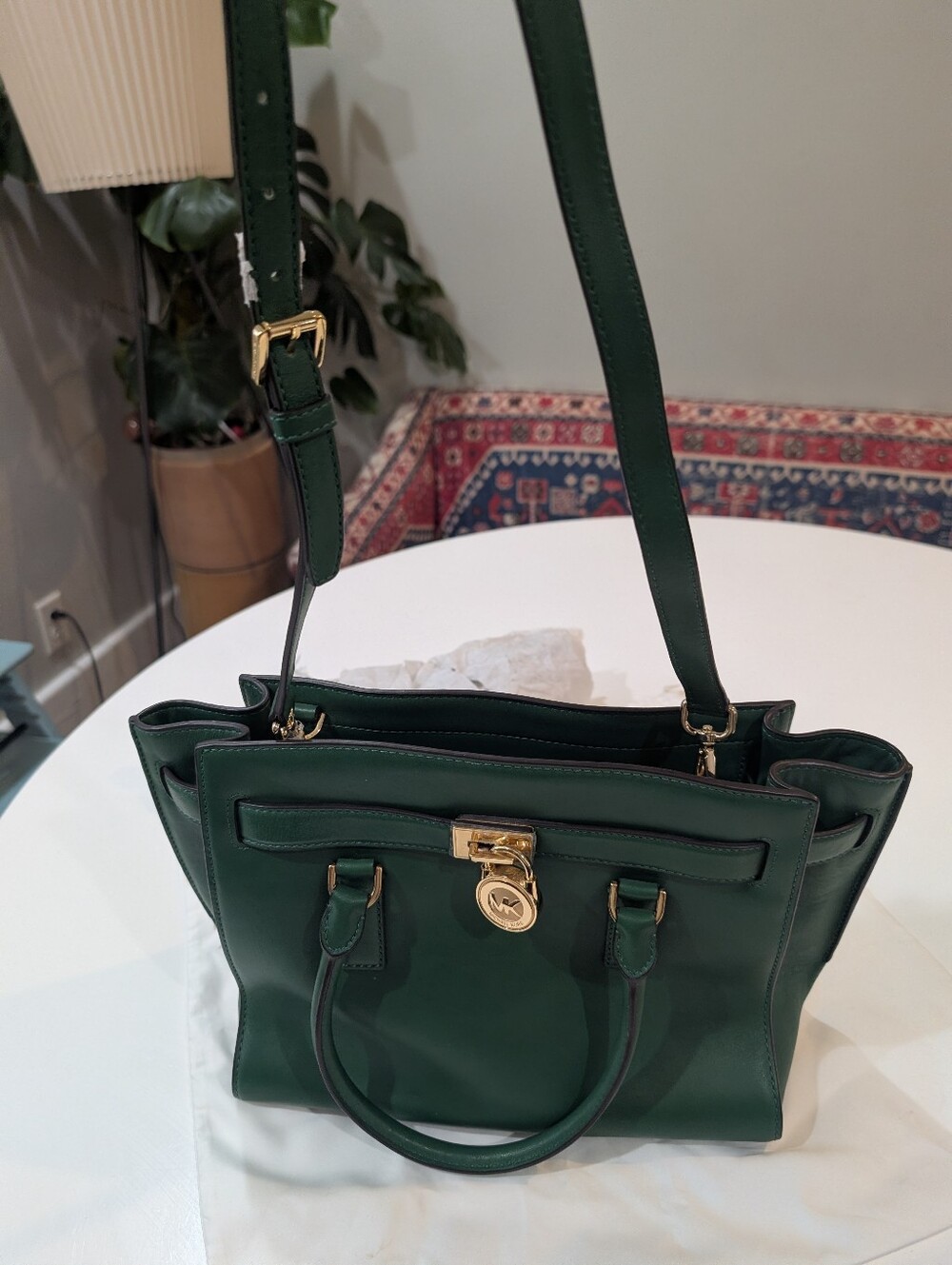 Michael Kors Emerald Green Leather Satchel - Picture 4 of 7